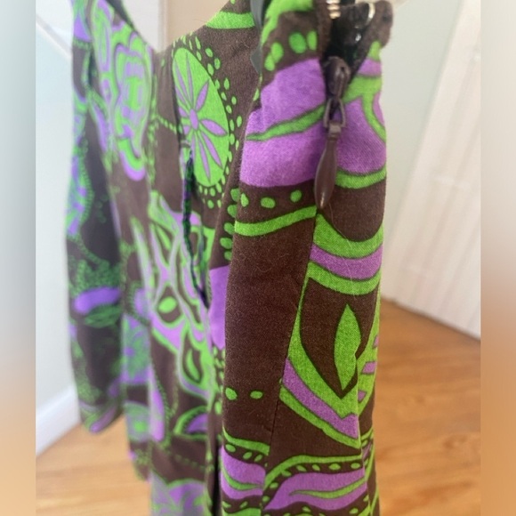 100% Cotton Bandolino A-line Skirt with Pleats Brown and Purple Green Size 12 - Picture 7 of 14